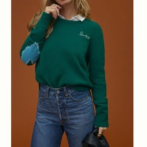 Kerri Rosenthal love embroidered cashmere sweater